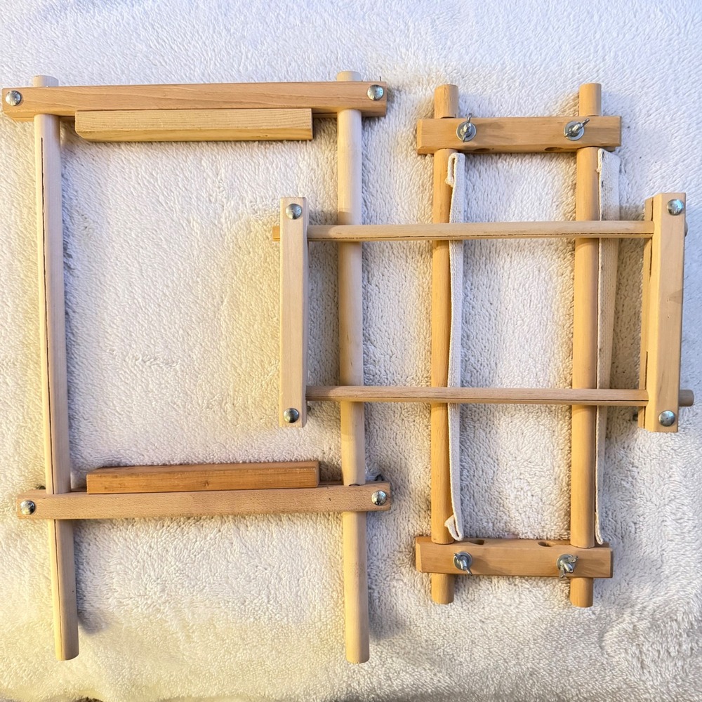 Vintage Wooden Scroll Frames Set of 3 for Needlepoint Cross Stitch Embroidery